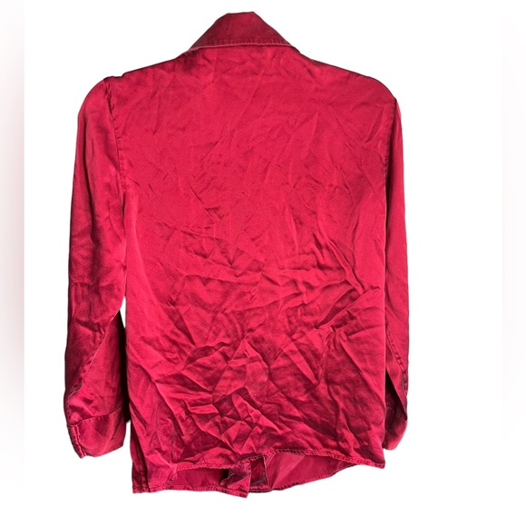 Mommesilk Women’s Sz Medium Claret Burgundy Mulberry 100% Silk Pajama Set - Picture 6 of 13